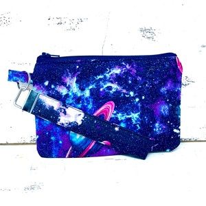 Gifts for Her Zippered Pouch Strap in Outer Space Keyfob Keychain Travel Gear